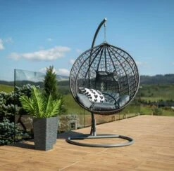 Bircim Hangstoel Ei/Egg-Vorm Met Dikke Kussens - Voor Binnen En Buiten - Incl. Standaard, Onderstel & Kussens - Antraciet -Buitentuinwinkel 1200x1187 23