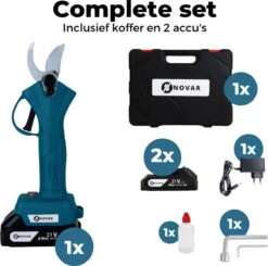 NovarGarden® Elektrische Snoeischaar NG1 - 2x Accu - Elektrisch - Takkenschaar - Op Batterij - 28mm -Buitentuinwinkel 1200x1189 3