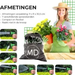 Uitrekbare Tuinslang Tot 15 Meter Van MD-goods ® - Tuinsproeier - Tuin Besproeien - Waterslang - Sproeikop - Groen - Flexibel Elastisch -Buitentuinwinkel 1200x1191
