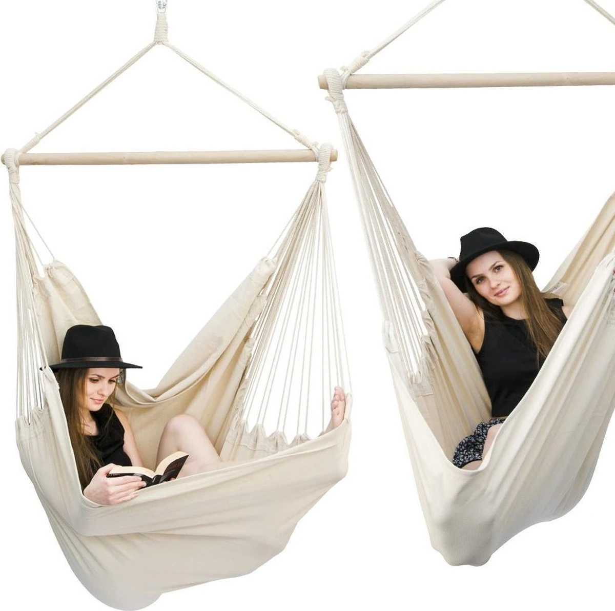 XXL 2 Persoons Hangstoel 185x130 - Zit Hangmat Met Spreidstok Tot 150 Kg - Binnen En Buiten 3 XXL 2 Persoons Hangstoel 185x130 - Zit Hangmat Met Spreidstok Tot 150 Kg - Binnen En Buiten