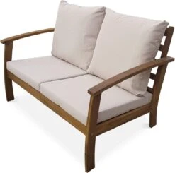 Houten Loungeset 4 Plaatsen - Ushuaïa -ecru Kussens, Bank, Fauteuils En Lage Tafel Van Acacia, Design -Buitentuinwinkel 1200x1192 18