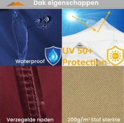 Easy Up Partytent - Partytent - Paviljoen - Partytent Opvouwbaar - Partytent 3x3 - Partytent Met Zijwanden - Inclusief Trolley - Waterdicht - UV 50+ Bescherming - Met Ramen - 16 Kg - Staal - Antraciet - 300 X 300 Cm -Buitentuinwinkel 1200x1195 23