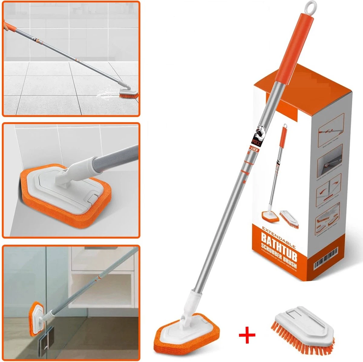 Merkloos Vloerschrobber - Bad Tegel Borstel Scrubber - Met 107cm Verstelbaar Lange - Voor Reiniging Badkamer Keuken Keramische Tegel - Oranje -Moederdag Cadeautje 4 Merkloos Vloerschrobber - Bad Tegel Borstel Scrubber - Met 107cm Verstelbaar Lange - Voor Reiniging Badkamer Keuken Keramische Tegel - Oranje -Moederdag Cadeautje - Afbeelding 2