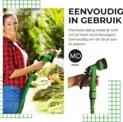 Uitrekbare Tuinslang Tot 15 Meter Van MD-goods ® - Tuinsproeier - Tuin Besproeien - Waterslang - Sproeikop - Groen - Flexibel Elastisch -Buitentuinwinkel 1200x1196 2