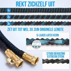 Strex Flexibele Tuinslang 15M Met Sproeikop - Uitrekbaar - Incl. Koppelingen, Ophanghaak & Opbergzak 12 Strex Flexibele Tuinslang 15M Met Sproeikop - Uitrekbaar - Incl. Koppelingen, Ophanghaak & Opbergzak -Buitentuinwinkel 1200x1197 3