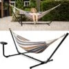Vita5 Hangmat Met Standaard – 2 Persoons – Incl. Bekerhouder – 205kg Draaggewicht – Blauw/Wit/Bruin -Buitentuinwinkel 1200x1197 50