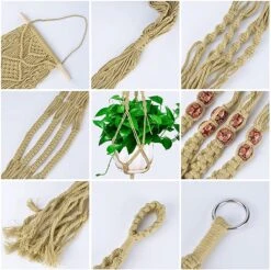 5 Stuks Luxe Jute Plantenhangers - Boho Handgeweven Katoen Hangpot Voor Binnen/Buiten - Hangende Bloempot Met Kralen - Macramé Touw/Koord Hangplant Houder - Bohemian Wandhanger Decoratie - Plant Hanger - Verticale Tuin Bloempothouder Planthanger -Buitentuinwinkel 1200x1197 9