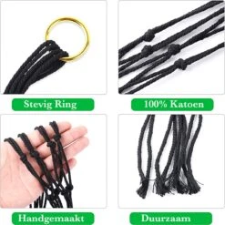 9 Stuks Zwart Macrame Plantenhangers - Boho Handgeweven Katoen Hangpot Voor Binnen/Buiten - Hangende Bloempot Met Kralen - Macramé Touw/Koord Hangplant Houder - Bohemian Wandhanger Decoratie - Plant Hanger - Verticale Tuin Bloempothouder Planthanger -Buitentuinwinkel 1200x1198 22