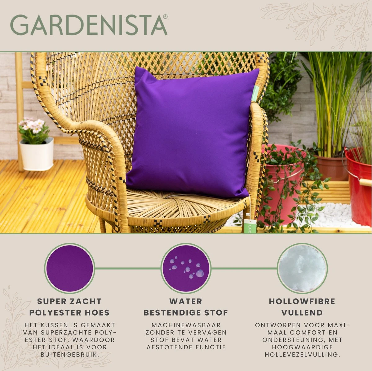 Gardenista Sierkussens - Hollow Fibre Gevuld 45cm Binnenkussen - Tuinkussens Voor Binnen En Buiten - Kussentjes Woonkamer 7 Gardenista Sierkussens - Hollow Fibre Gevuld 45cm Binnenkussen - Tuinkussens Voor Binnen En Buiten - Kussentjes Woonkamer - Afbeelding 5