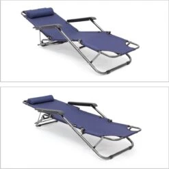 Relaxdays Ligstoel Inklapbaar - Ligbed Met Hoofdsteun - Strandstoel Verstelbaar - Camping - Donkerblauwe -Buitentuinwinkel 1200x1198 60