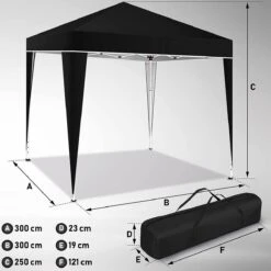 Sens Design Partytent Opvouwbaar - 3 X 3m - Zwart -Buitentuinwinkel 1200x1199 34