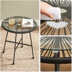 Songmics Balkonmeubilair, Tuinmeubelset, Set Van 3, Zitgroep, Terrasmeubilair, Glazen Tafelblad, 2 Stoelen, Voor Binnen En Buiten, Voor Patio, Tuin, Balkon, Buiten, Zwart GGF013B02 -Buitentuinwinkel 1200x1199 42