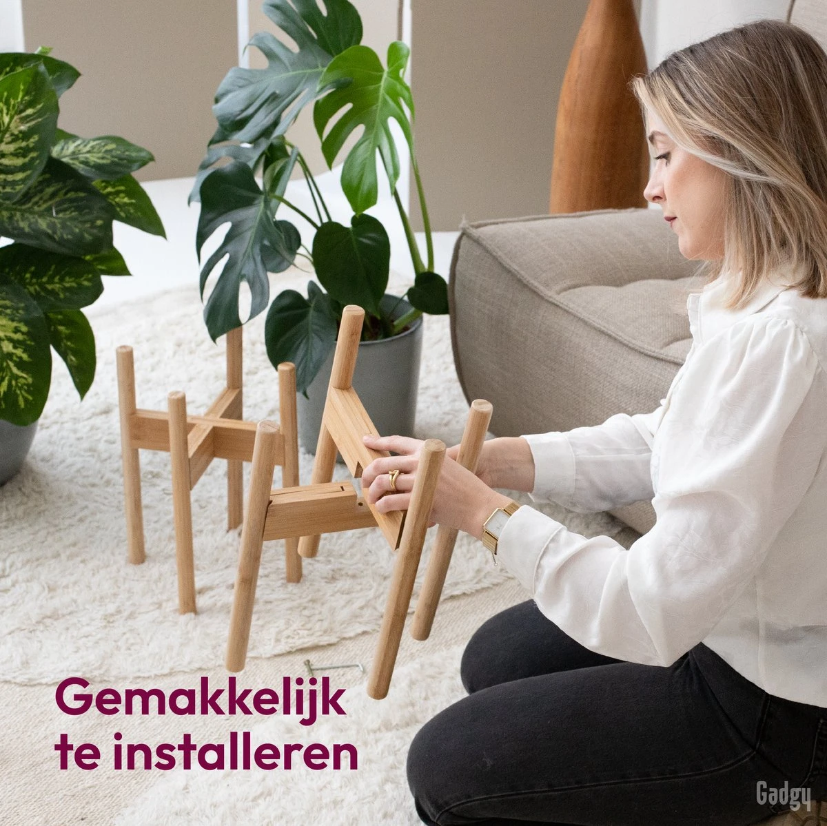 Gadgy Bamboe Plantenstandaard 2 St - Plantentafel - Plantentafeltje Voor Binnen - Plantenrek - Uitschuifbaar - Hout - Ø 20 Tot 30 Cm 4 Gadgy Bamboe Plantenstandaard 2 St - Plantentafel - Plantentafeltje Voor Binnen - Plantenrek - Uitschuifbaar - Hout - Ø 20 Tot 30 Cm - Afbeelding 2