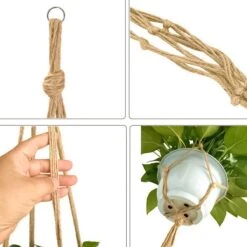 9 Stuks Jute Macrame Plantenhangers - Boho Handgeweven Katoen Hangpot Voor Binnen/Buiten - Hangende Bloempot Met Kralen - Macramé Touw/Koord Hangplant Houder - Bohemian Wandhanger Decoratie - Plant Hanger - Verticale Tuin Bloempothouder Planthanger -Buitentuinwinkel 1200x1200 1012