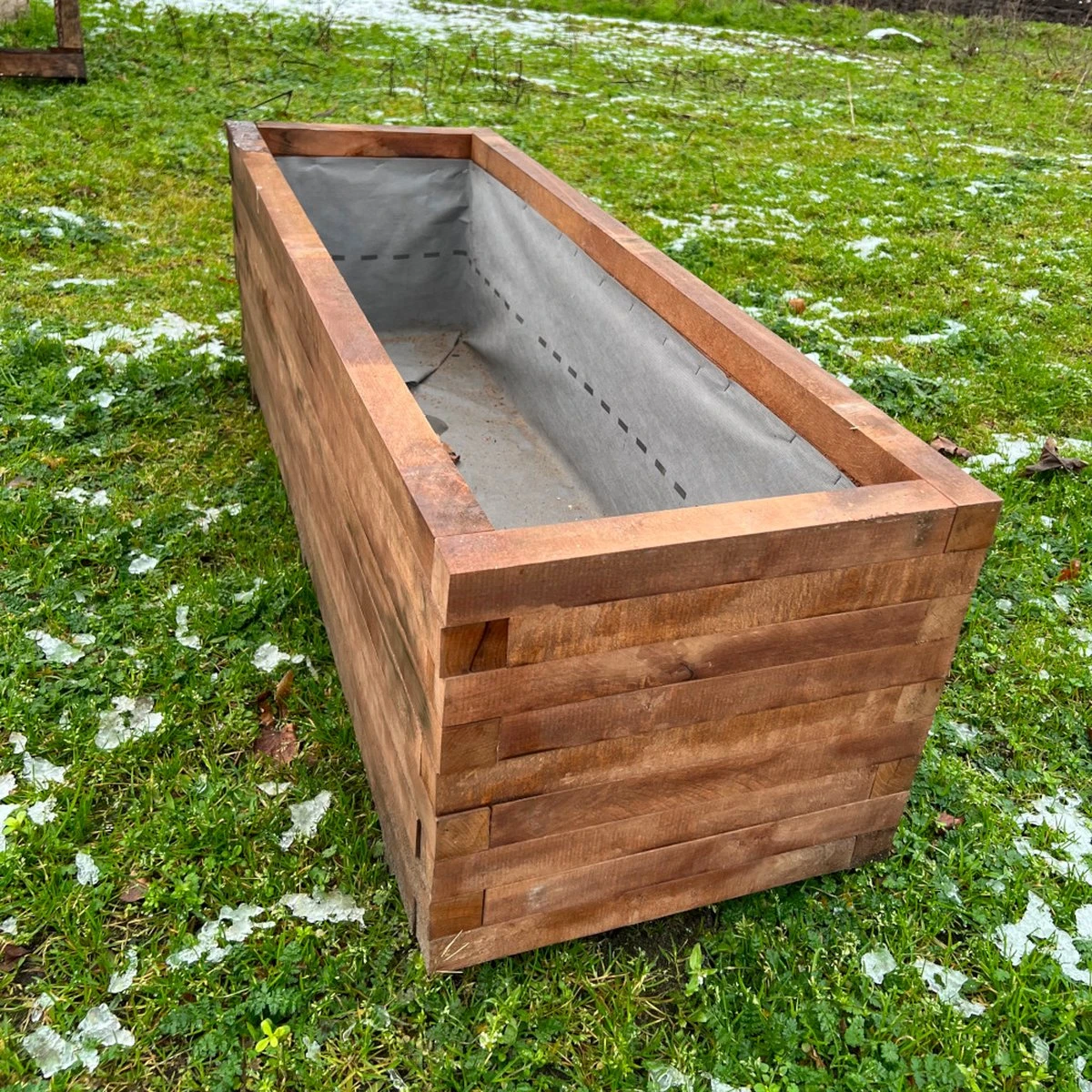 AMISHOUT - Plantenbak Van Balkjes 120x40x40 Cm - Bruin 3 AMISHOUT - Plantenbak Van Balkjes 120x40x40 Cm - Bruin