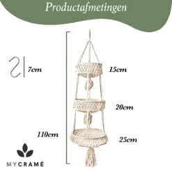 Macramé 3-Laags Hangende Fruitmand - Bohemian Mand Plantenhanger - Handgemaakt Katoen Touw Fruitschaal Hangmand - Boho Ophangbaar Etagere - Decoratieve Fruit Schaal/Basket - Opbergmand Organizer - Keuken/Balkon Decoratie - Hangpot Voor Binnen/Buiten -Buitentuinwinkel 1200x1200 1113