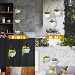 Plantenhanger Keramiek – Set Van 3 – Wit Steen- Hangpot – Hangende Bloempot Plantenpot - 3 Verschillende Koorden - 18 X 11 X 7 Cm 14 Plantenhanger Keramiek – Set Van 3 – Wit Steen- Hangpot – Hangende Bloempot Plantenpot - 3 Verschillende Koorden - 18 X 11 X 7 Cm -Buitentuinwinkel 1200x1200 1120