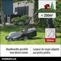 Powerplus POWEG63703 Elektrische Grasmaaier - Grasmachine Voor Kleine Tuin - 1000 W - 32cm Maaibreedte - 30L Opvangbak - Verstelbare Maaihoogte -Buitentuinwinkel 1200x1200 1205