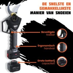 Reichlër® Elektrische Snoeischaar - 40 Mm Snijdiameter - 2x Accu - Anti-cut Functie - Heggenschaar - Takkenschaar - Zwart -Buitentuinwinkel 1200x1200 1332