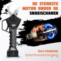 Reichlër® Elektrische Snoeischaar - 40 Mm Snijdiameter - 2x Accu - Anti-cut Functie - Heggenschaar - Takkenschaar - Zwart -Buitentuinwinkel 1200x1200 1334