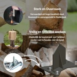 Miseru Houtklover – Geen Bijl Nodig – No Axe - Houtsplijter – Houtkliever – HANDMADE In Holland - Houtklover Voor Aanmaakhout – Metaal -Buitentuinwinkel 1200x1200 1365