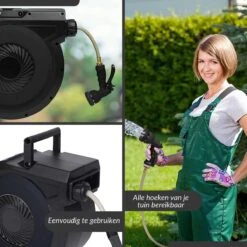 Buxibo - Wandslangenbox 20 Meter + 2 Meter - Tuinslang Met Haspel - 9 Sproei Standen - Slangenhouder 180° Draaibaar - Tuinslanghaspel Zwart+ Gratis Sproeier - Zwart -Buitentuinwinkel 1200x1200 153