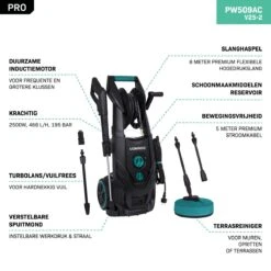 VONROC PRO Hogedrukreiniger V25-2 – 2500W – 195 Bar – 468 L/h – Duurzame Inductiemotor – Incl. 8m Slang, Slanghaspel, Terrasreiniger, Reinigingstank En Meer -Buitentuinwinkel 1200x1200 1720