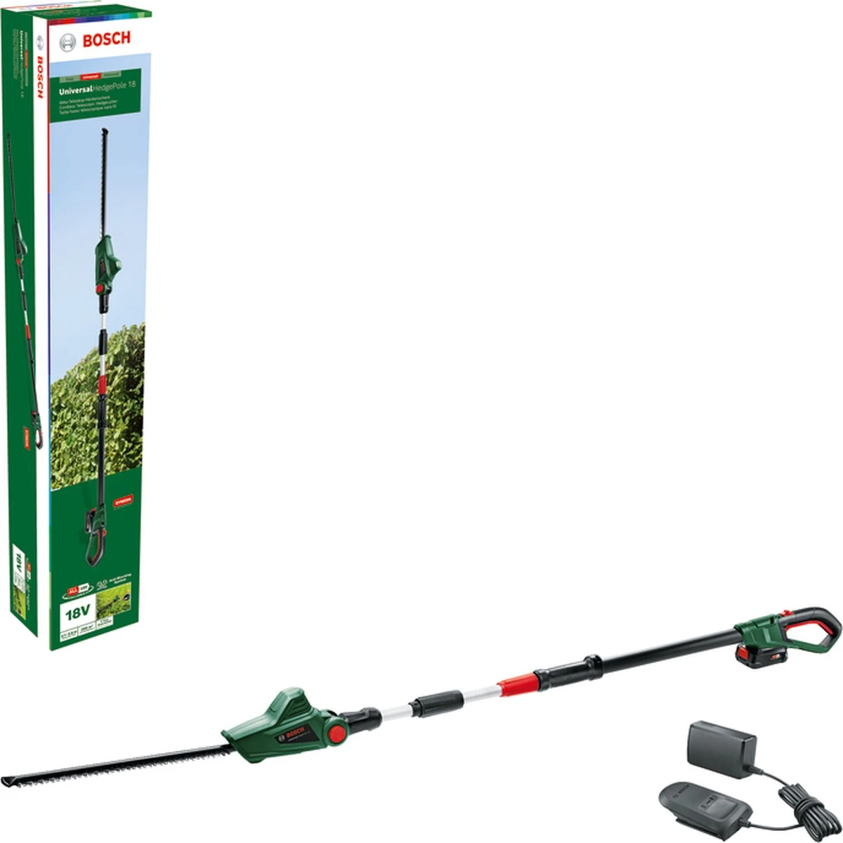 Bosch UniversalHedgePole 18 Heggenschaar Op Steel - Met 18 V Accu En Lader 16 Bosch UniversalHedgePole 18 Heggenschaar Op Steel - Met 18 V Accu En Lader - Afbeelding 14