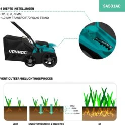 VONROC Elektrische Verticuteermachine - Gazonbeluchter – 1300W – Maaibreedte 320 Mm – 4 Dieptestanden (12/9/6/3 Mm) – Incl. 35L. Opvangbak 14 VONROC Elektrische Verticuteermachine - Gazonbeluchter – 1300W – Maaibreedte 320 Mm – 4 Dieptestanden (12/9/6/3 Mm) – Incl. 35L. Opvangbak -Buitentuinwinkel 1200x1200 1786