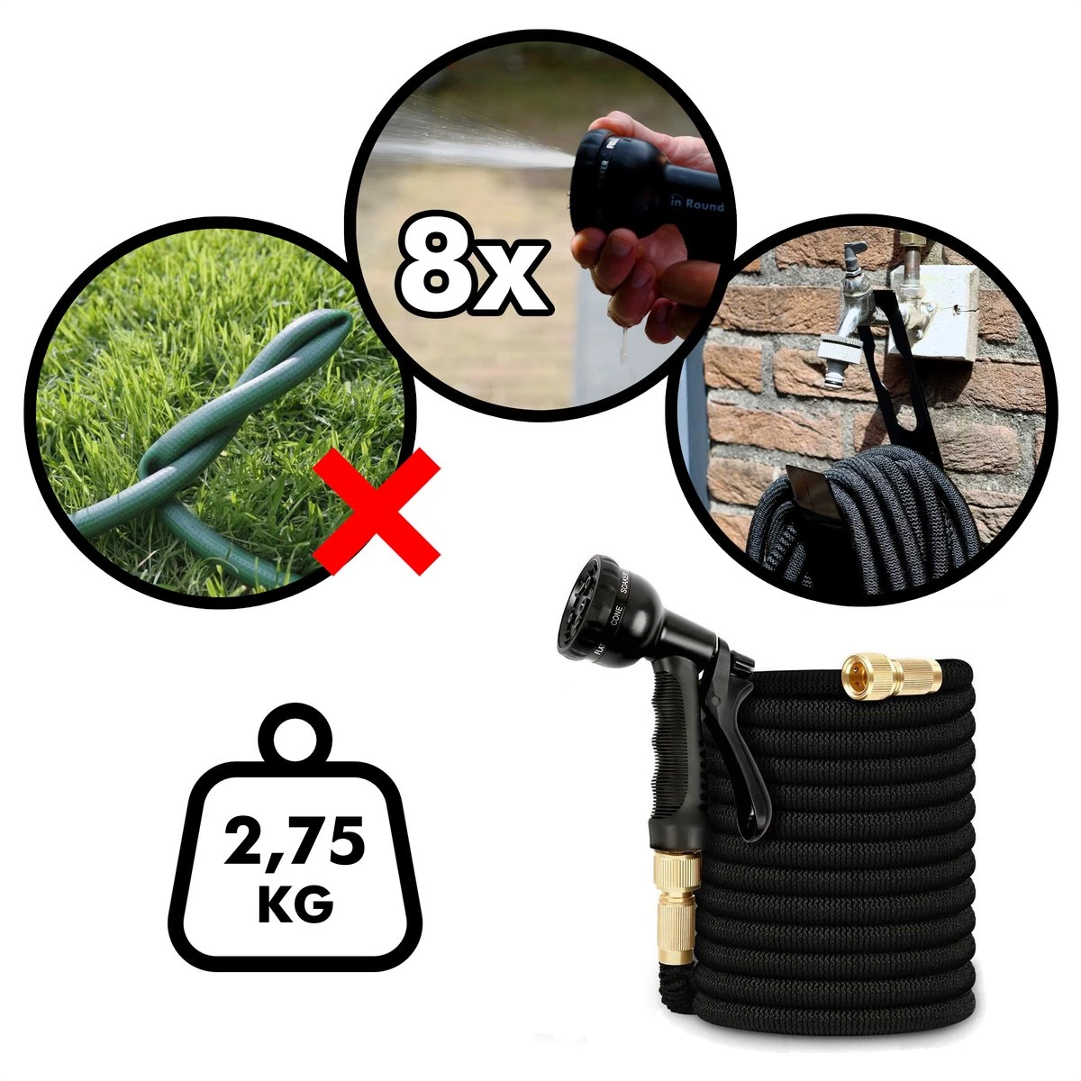 In Round Flexibele Tuinslang – 22,5 Meter – Sproeikop, Tuinslanghouder 6 In Round Flexibele Tuinslang – 22,5 Meter – Sproeikop, Tuinslanghouder - Afbeelding 4