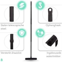 CLEANLY® Rubberen Bezem Met Vloerwisser - Kappersbezem - Zachte Bezem Binnen & Buiten - Vloertrekker Met Steel - 68-150 Cm -Buitentuinwinkel 1200x1200 1902