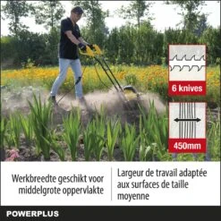 Powerplus POWXG72010 Tuinfrees - 1500W - Werkbreedte 450mm - Werkdiepte Max. 220mm - Incl. 6 Messen En Wielen -Buitentuinwinkel 1200x1200 1908