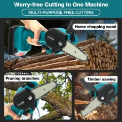 Merkloos Mini Accu Kettingzaag - 4 Inch Elektrische Boomzaag - Handkettingzaag - Met 2 Accu En 1 Oplader - Voor Tuinboom Ranch Bomen Snijden Hout- Blauw -Buitentuinwinkel 1200x1200 2030