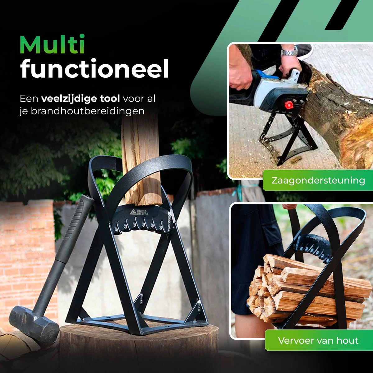 Lighted Lifestyle™| Houtklover Voor Aanmaakhout Incl. Kloofhamer - Houtsplijter - Houtkliever - Snel Haardhout - Gietijzer - Incl. Schroeven 4 Lighted Lifestyle™| Houtklover Voor Aanmaakhout Incl. Kloofhamer - Houtsplijter - Houtkliever - Snel Haardhout - Gietijzer - Incl. Schroeven - Afbeelding 2