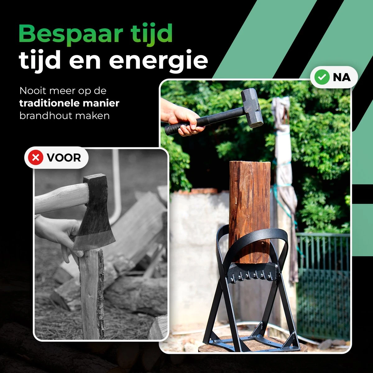 Lighted Lifestyle™| Houtklover Voor Aanmaakhout Incl. Kloofhamer - Houtsplijter - Houtkliever - Snel Haardhout - Gietijzer - Incl. Schroeven 8 Lighted Lifestyle™| Houtklover Voor Aanmaakhout Incl. Kloofhamer - Houtsplijter - Houtkliever - Snel Haardhout - Gietijzer - Incl. Schroeven - Afbeelding 6
