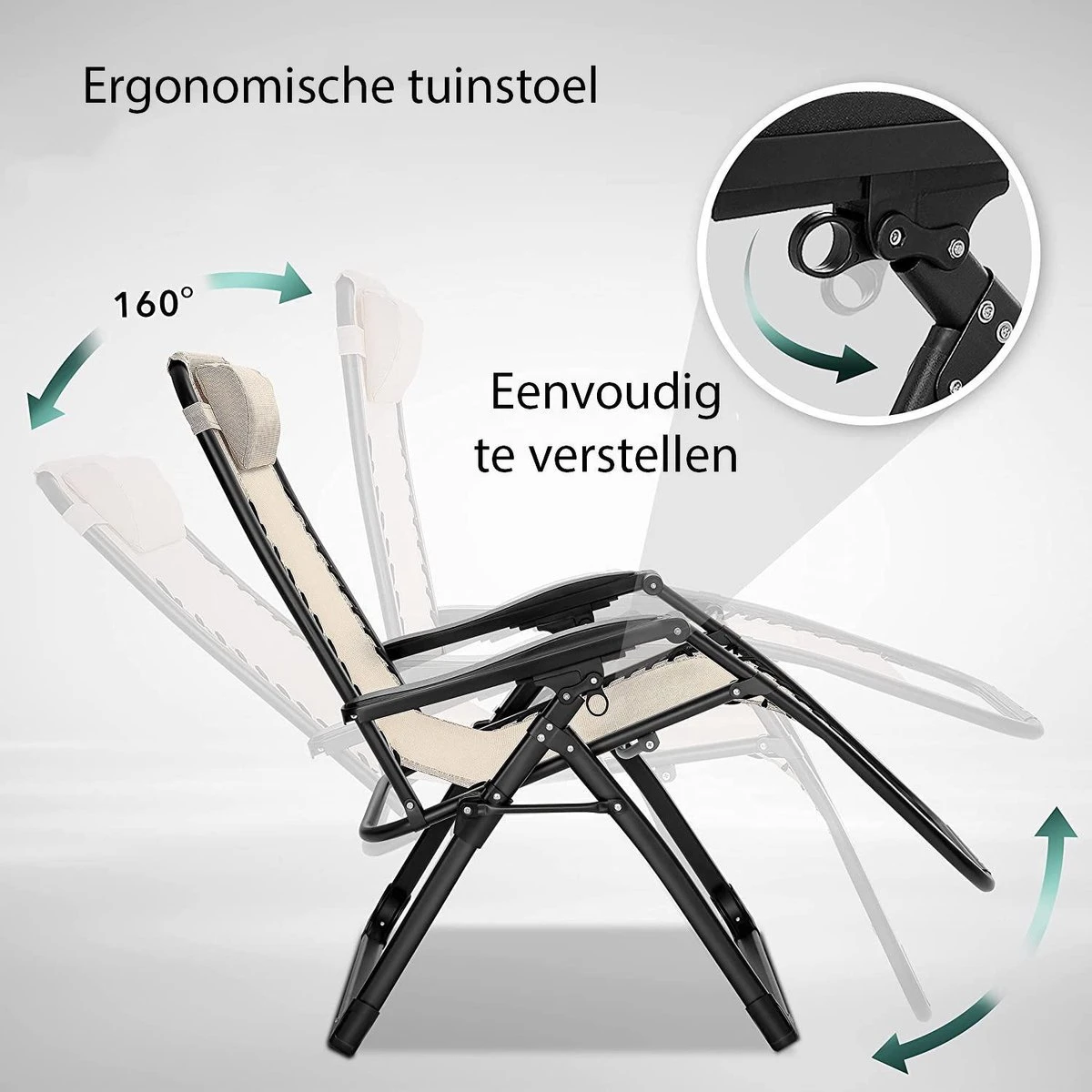 Sens Design Tuinstoel - Ligstoel Tuin - Beige 5 Sens Design Tuinstoel - Ligstoel Tuin - Beige - Afbeelding 3