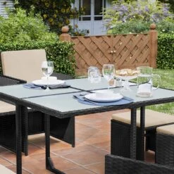 Tuinmeubelset - Tuinset 4 6 8 Persoons - Eettafel En Stoelen - Set Van 9 - Terras - Tuintafel - Salontafel Met Glazen Oppervlak - Zwart Beige 12 Tuinmeubelset - Tuinset 4 6 8 Persoons - Eettafel En Stoelen - Set Van 9 - Terras - Tuintafel - Salontafel Met Glazen Oppervlak - Zwart Beige -Buitentuinwinkel 1200x1200 2174