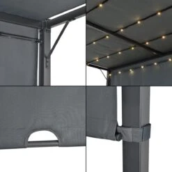 Pergola Fortaleza Tuinpaviljoen Met LED Verlichting 3x3 M Donkergrijs -Buitentuinwinkel 1200x1200 2197