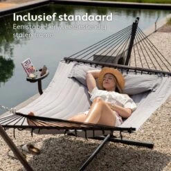 Vita5 Hangmat Met Standaard En Spreidstok – 2 Persoons – Incl. Bekerhouder - Afneembaar Kussen – Uv-bestendig – Lichtgrijs 17 Vita5 Hangmat Met Standaard En Spreidstok – 2 Persoons – Incl. Bekerhouder - Afneembaar Kussen – Uv-bestendig – Lichtgrijs -Buitentuinwinkel 1200x1200 2226