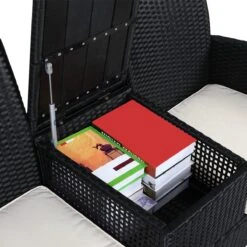 Casaria Tuinbank Polyrattan – 2 Zitter Incl. Tafel & Kussens – Zwart -Buitentuinwinkel 1200x1200 2255