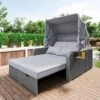 Polyrattan Patio Rieten Meubels Set Voor 2 Personen-Outdoor Rattan Sofa Set Met Intrekbare Luifel-lounge Bank-PE Rotan Loveseat Voor Achtertuin Veranda Tuin Zwembad Balkon-grijs -Buitentuinwinkel 1200x1200 2322