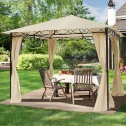 Tuinpaviljoen 3x3 M Waterdicht Paviljoen Met 4 Zijwanden Tuintent Ca. 180 G/m² Dakzeil In Crème Partytent -Buitentuinwinkel 1200x1200 2340