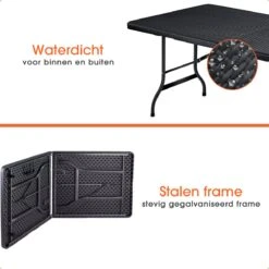 Lenx Klaptafel - Inklapbare Tafel - Opvouwbare Tuintafel - Vouwtafel - Inclusief Handvat En 2 Tafelkleden - 180x75x74cm - 6 Tot 8 Personen -Buitentuinwinkel 1200x1200 2373