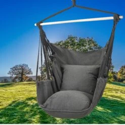 Hangmat Stoel - Hangstoel Voor Binnen Of Buiten - Incl. 2 Kussens - Zwart/Grijs Antraciet -Buitentuinwinkel 1200x1200 2417