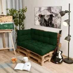 Beautissu Style – Palletkussen Set – 1x Zitkussen 120x80 Cm & 1x Rugkussen 120x40 Cm – Donker Groen -Buitentuinwinkel 1200x1200 2429