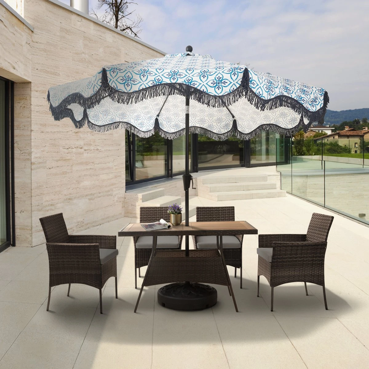 Teamson Home 5-Delig Diningset - Tuinset - Tuinmeubelen - Tafel En 4 Stoelen - Voor Maximaal 4 Personen - Massief Houten Tafelblad - Bruin - 244 X 132 X 84 (cm) 7 Teamson Home 5-Delig Diningset - Tuinset - Tuinmeubelen - Tafel En 4 Stoelen - Voor Maximaal 4 Personen - Massief Houten Tafelblad - Bruin - 244 X 132 X 84 (cm) - Afbeelding 5