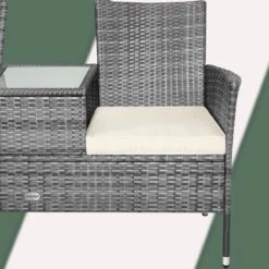 Casaria Polyrattan Tuinbank - Incl. Tafel & Kussens 7 Cm - Grijs -Buitentuinwinkel 1200x1200 2447