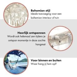 QUVIO Hangmat Voor In De Tuin - Tuinstoelen - Reishangmat Voor Camping, Outdoor En Reizen - Hamock - Katoen Ademend - Maximale Belasting Van 250KG - Lig Oppervlak Van 180 Cm - Geschikt Voor 1 Persoon - Beige -Buitentuinwinkel 1200x1200 2450