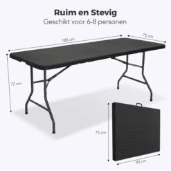 LifeGoods Klaptafel - Inklapbaar - 180 Cm - 6 Tot 8 Personen - Zwart 15 LifeGoods Klaptafel - Inklapbaar - 180 Cm - 6 Tot 8 Personen - Zwart -Buitentuinwinkel 1200x1200 2477