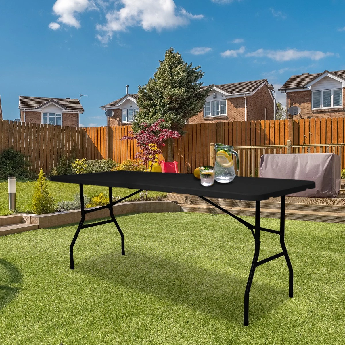 LifeGoods Klaptafel - Inklapbaar - 70x180cm - Verstelbare Vouwtafel - Weerbestendig - Zwart 11 LifeGoods Klaptafel - Inklapbaar - 70x180cm - Verstelbare Vouwtafel - Weerbestendig - Zwart - Afbeelding 9